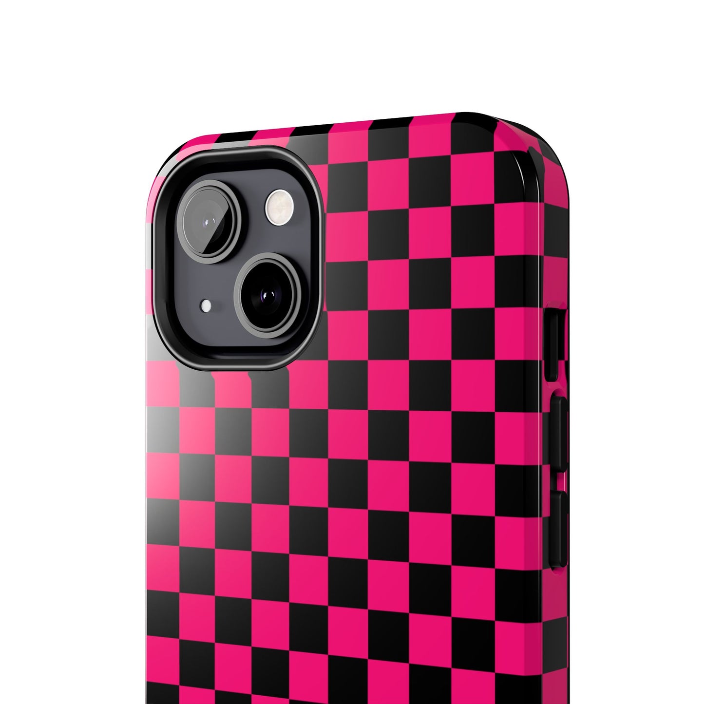 Checker Flag Graphic Pink And Black Tough Phone Cases