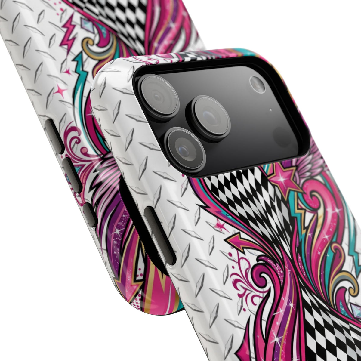 Magnetic Phone Case – Colorful Psychedelic Checkerboard Design