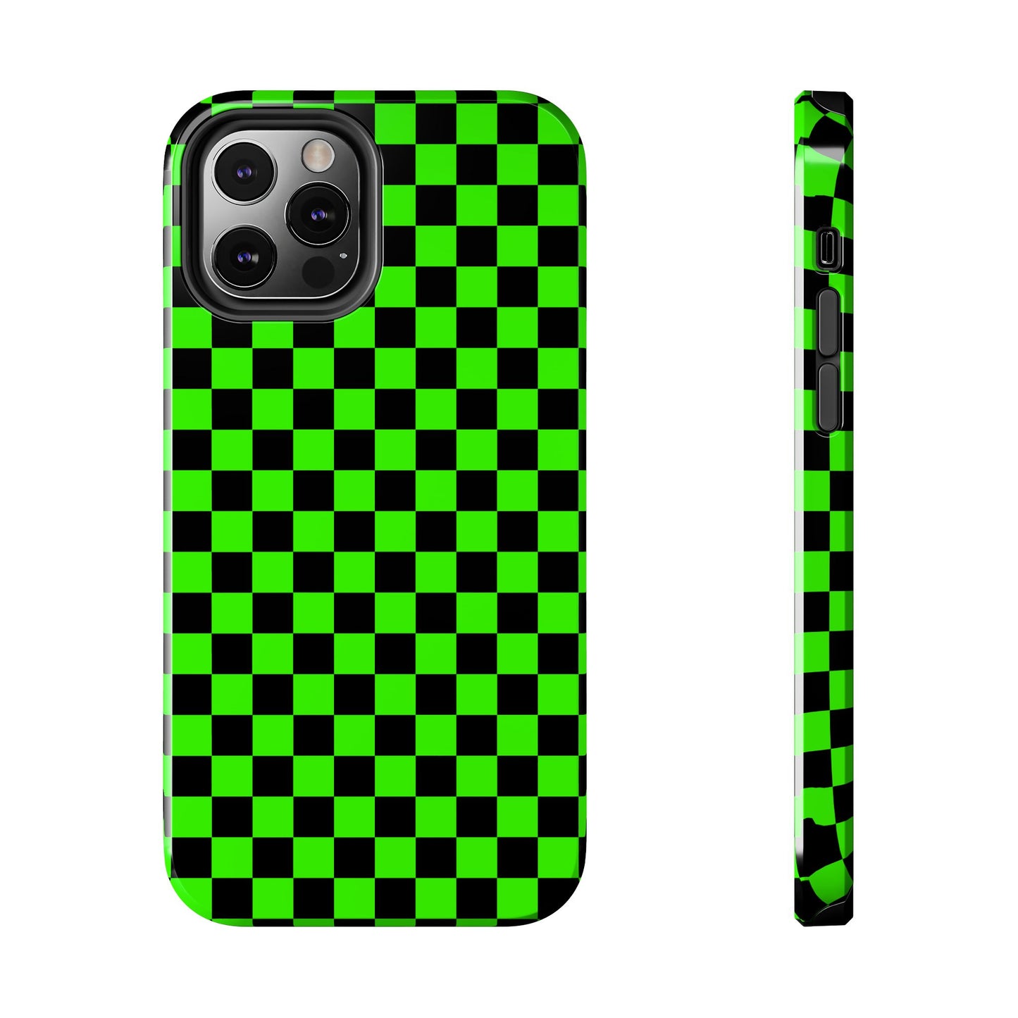 Green and Black Checkered Checkerboard Tough Phone Case