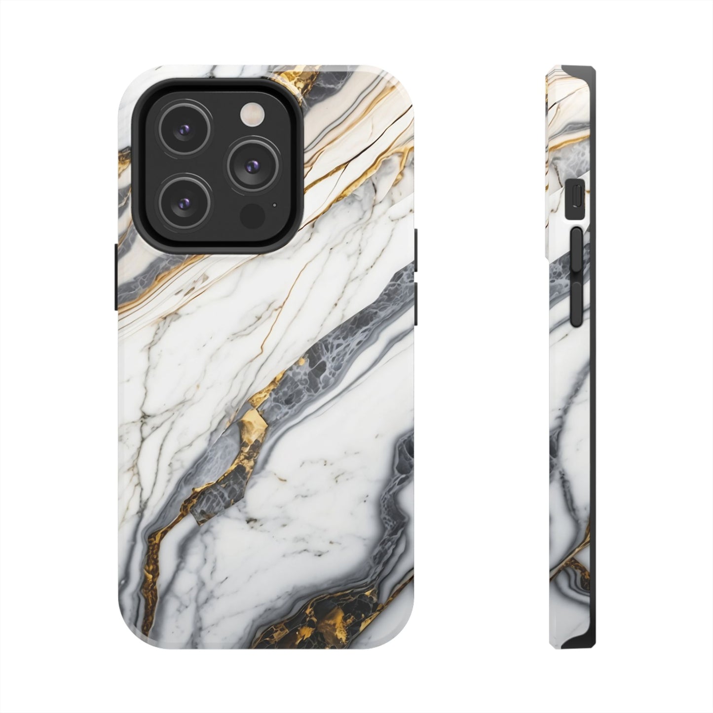 White Gold Marble Tough Phone Cases