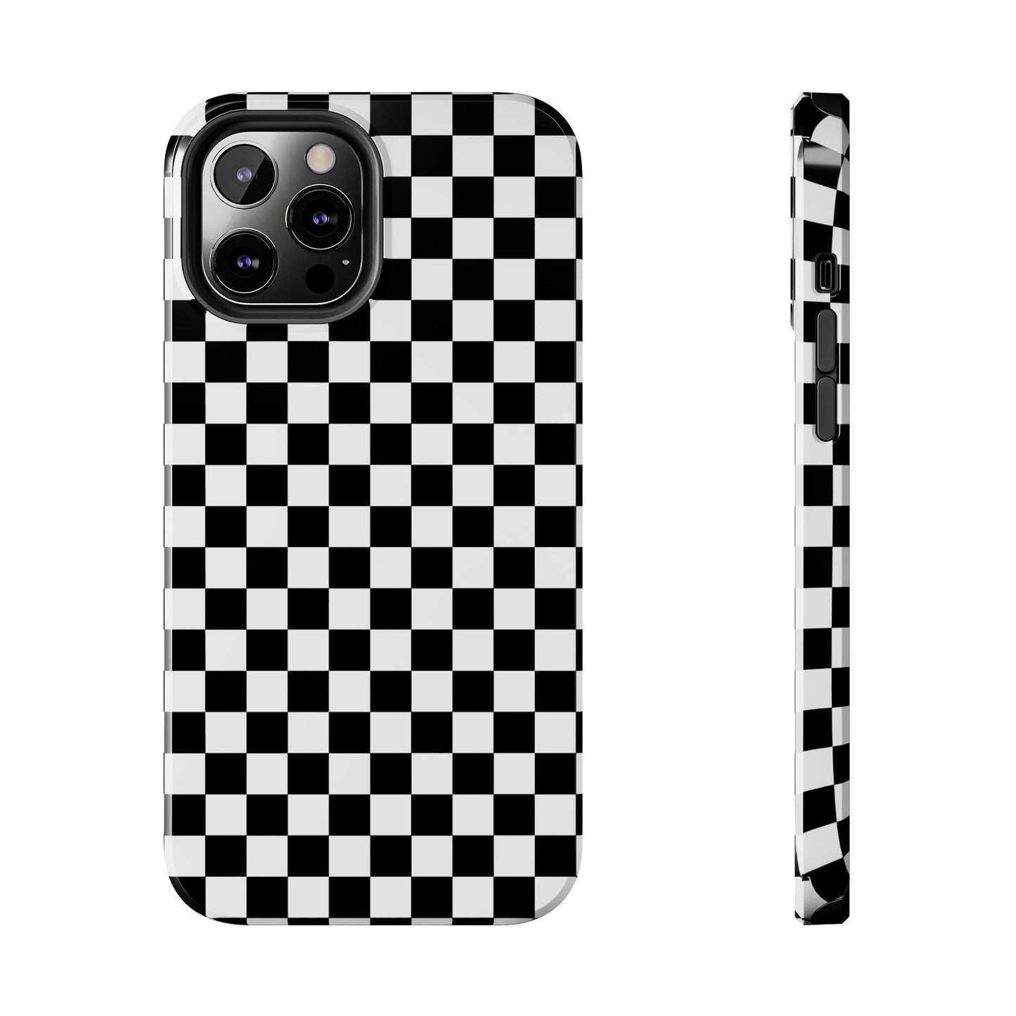 Checker Flag Tough Phone Case - Black and White Graphic Design