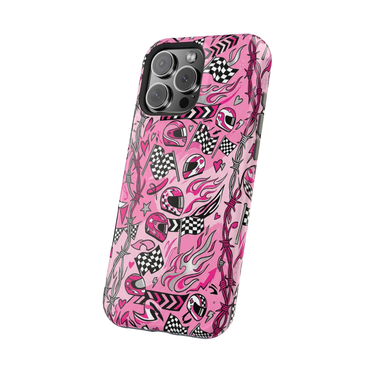 Pink Racing Helmets Magnetic Phone Case