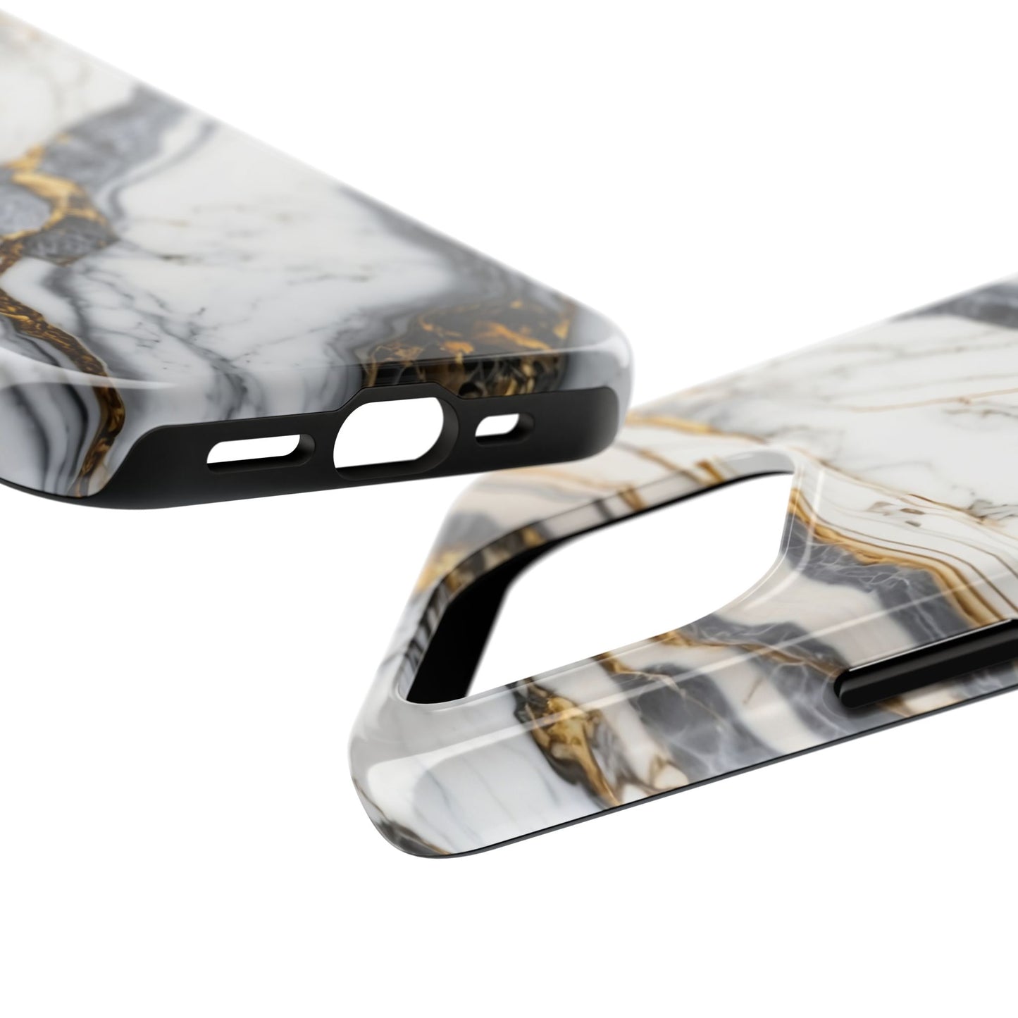 White Gold Marble Tough Phone Cases