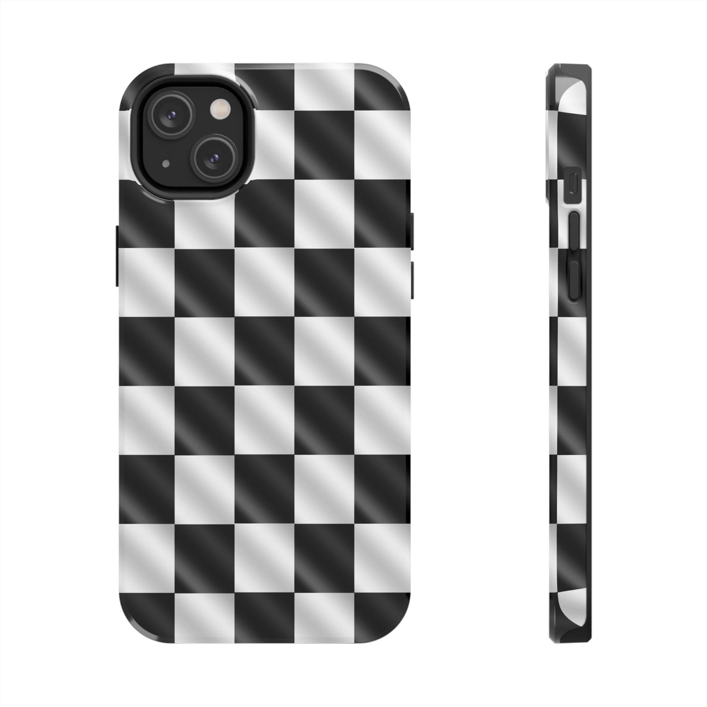 3D Effect Checkered Flag Tough Phone Cases