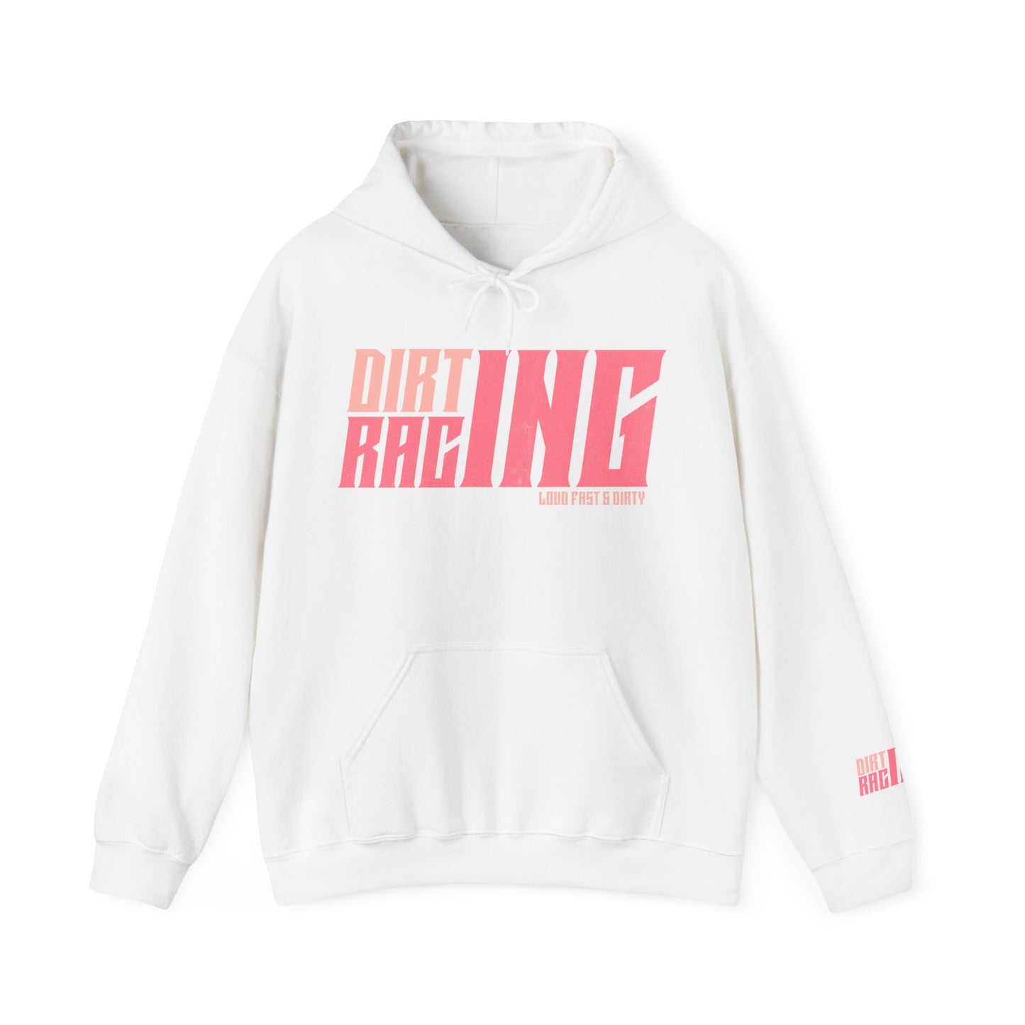 Dirt Track Racing Pink With Sleeve Logo Unisex Heavy Blend™ Hooded Sweatshirt