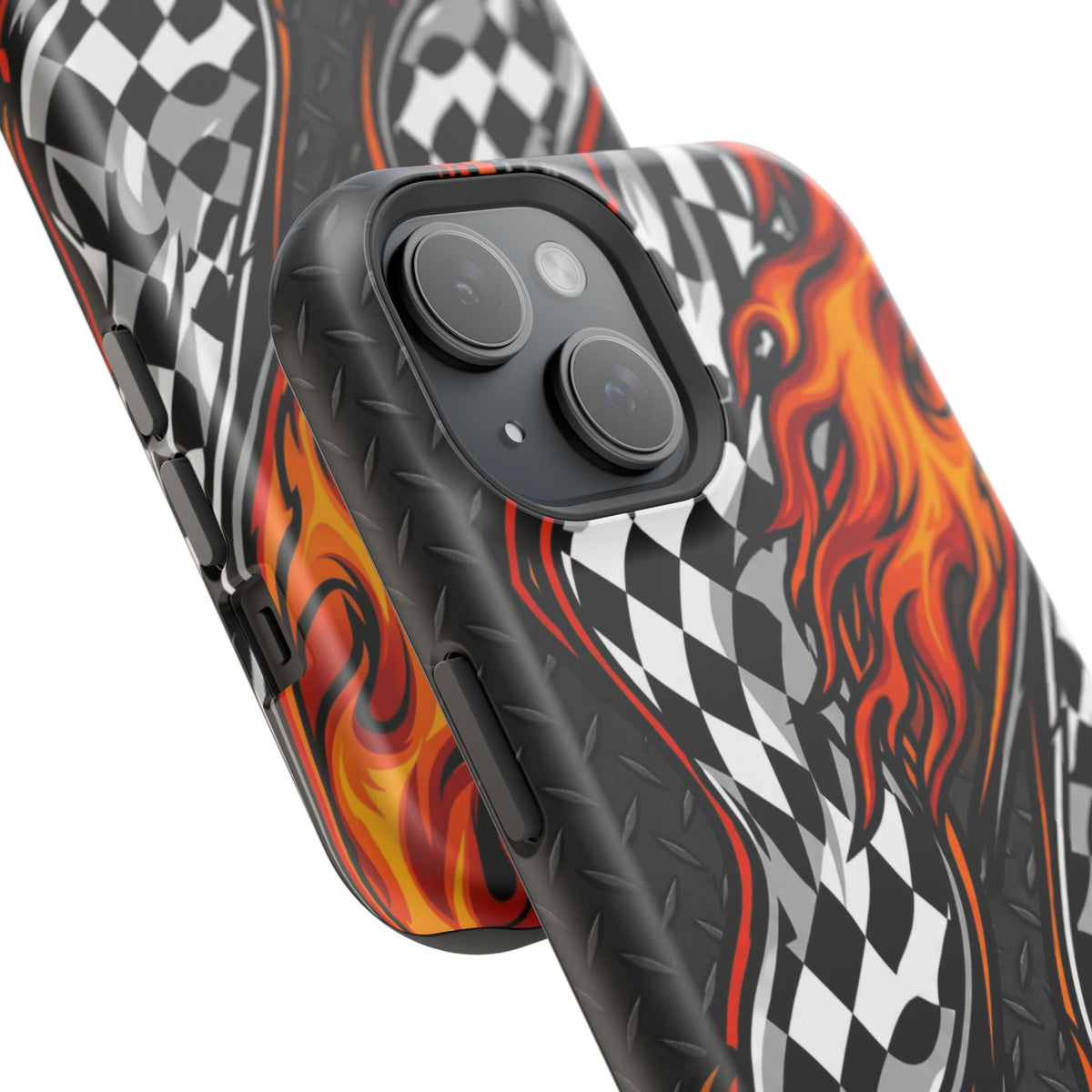 Racing Flames Checkered Flag Magnetic Phone Case