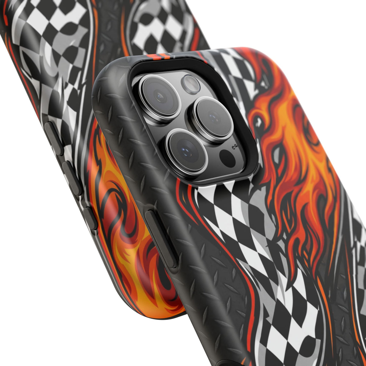 Racing Flames Checkered Flag Magnetic Phone Case