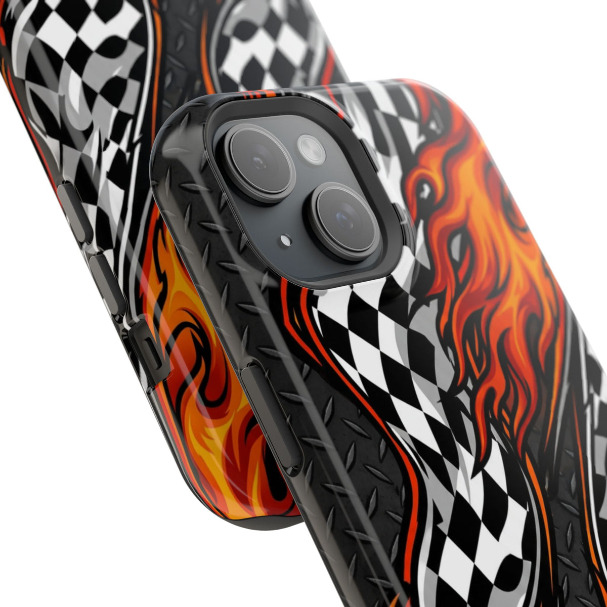 Racing Flames Checkered Flag Magnetic Phone Case