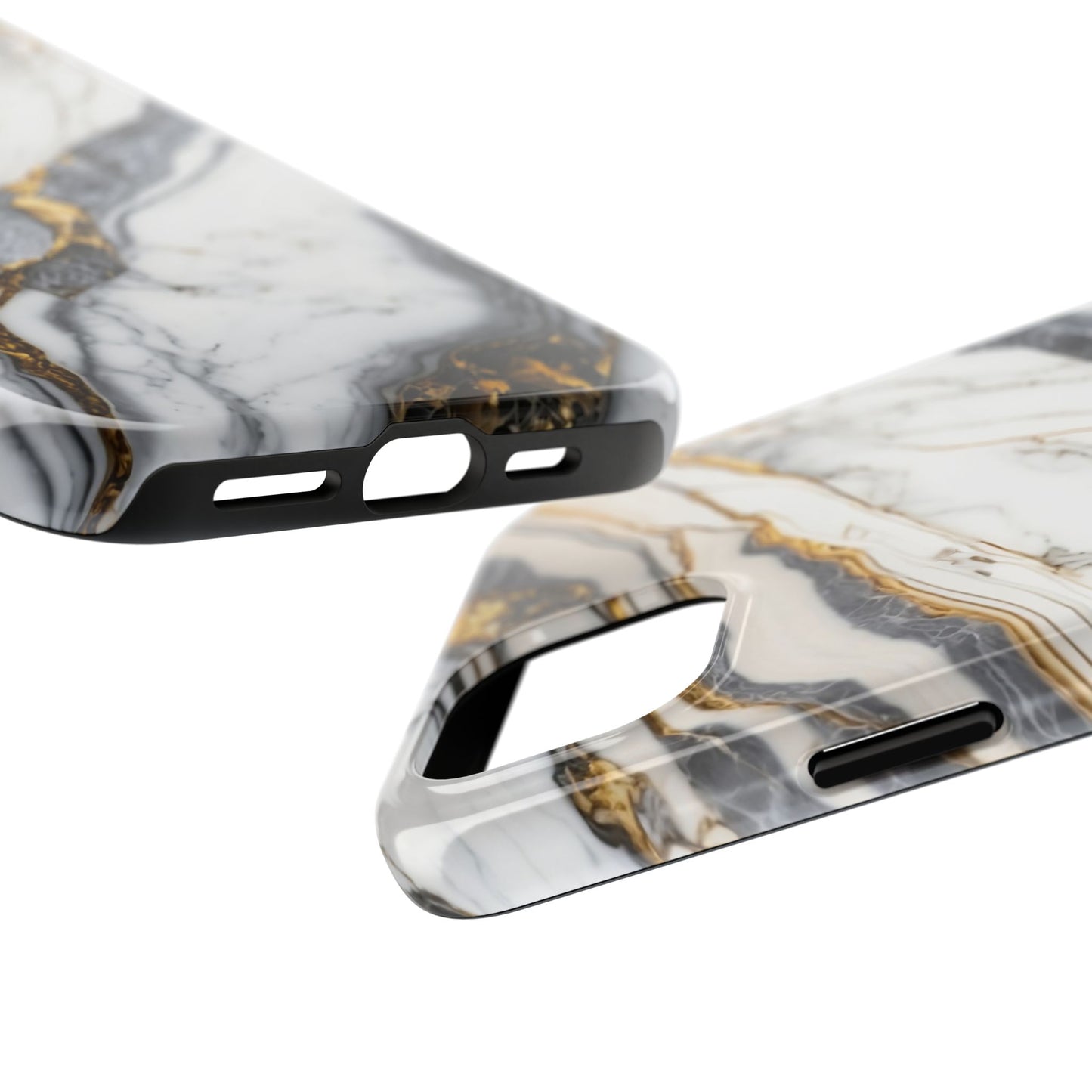 White Gold Marble Tough Phone Cases