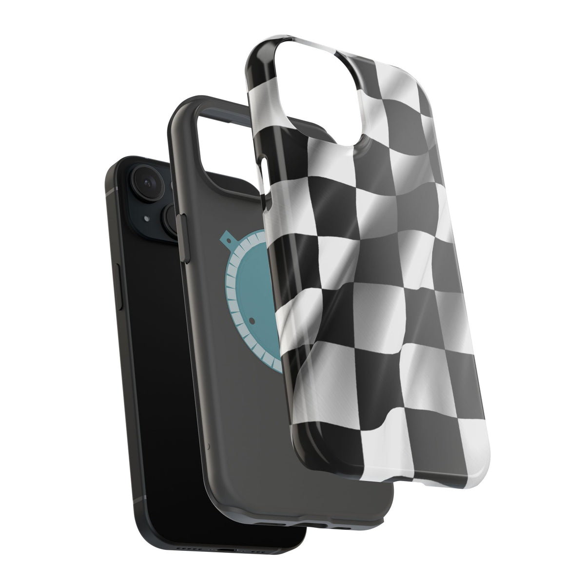 Black and White Checker Flag Waving Magnetic Phone Case