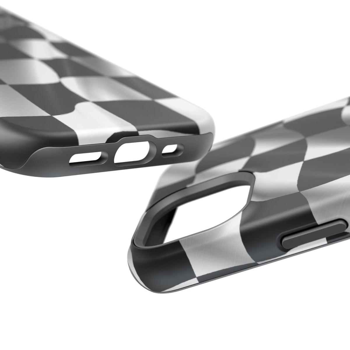 Black and White Checker Flag Waving Magnetic Phone Case