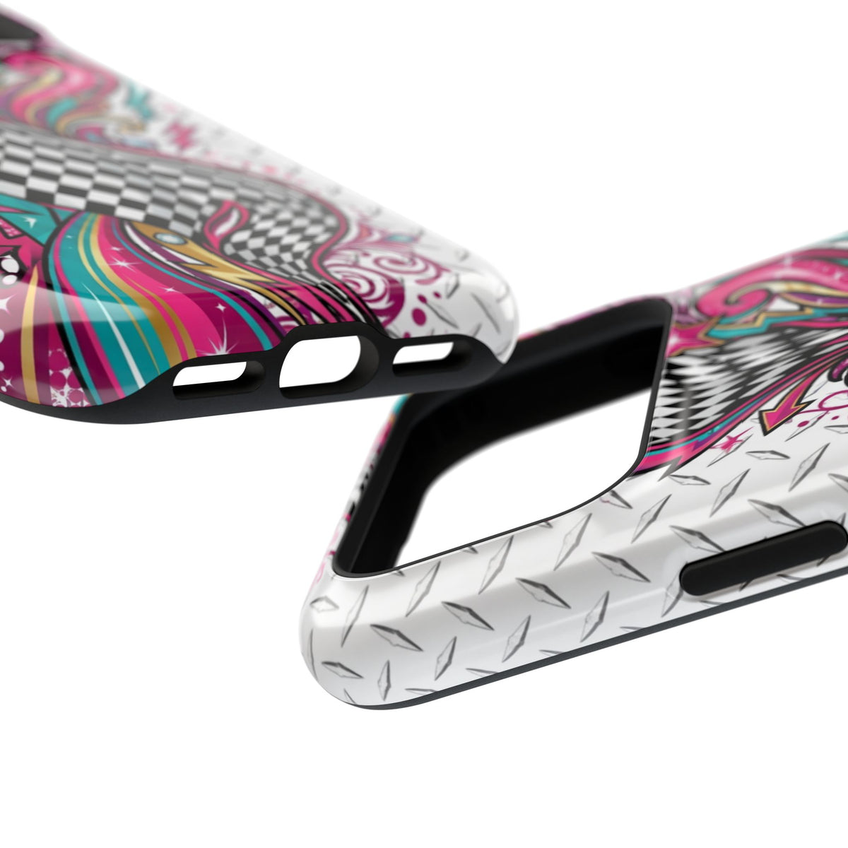 Magnetic Phone Case – Colorful Psychedelic Checkerboard Design