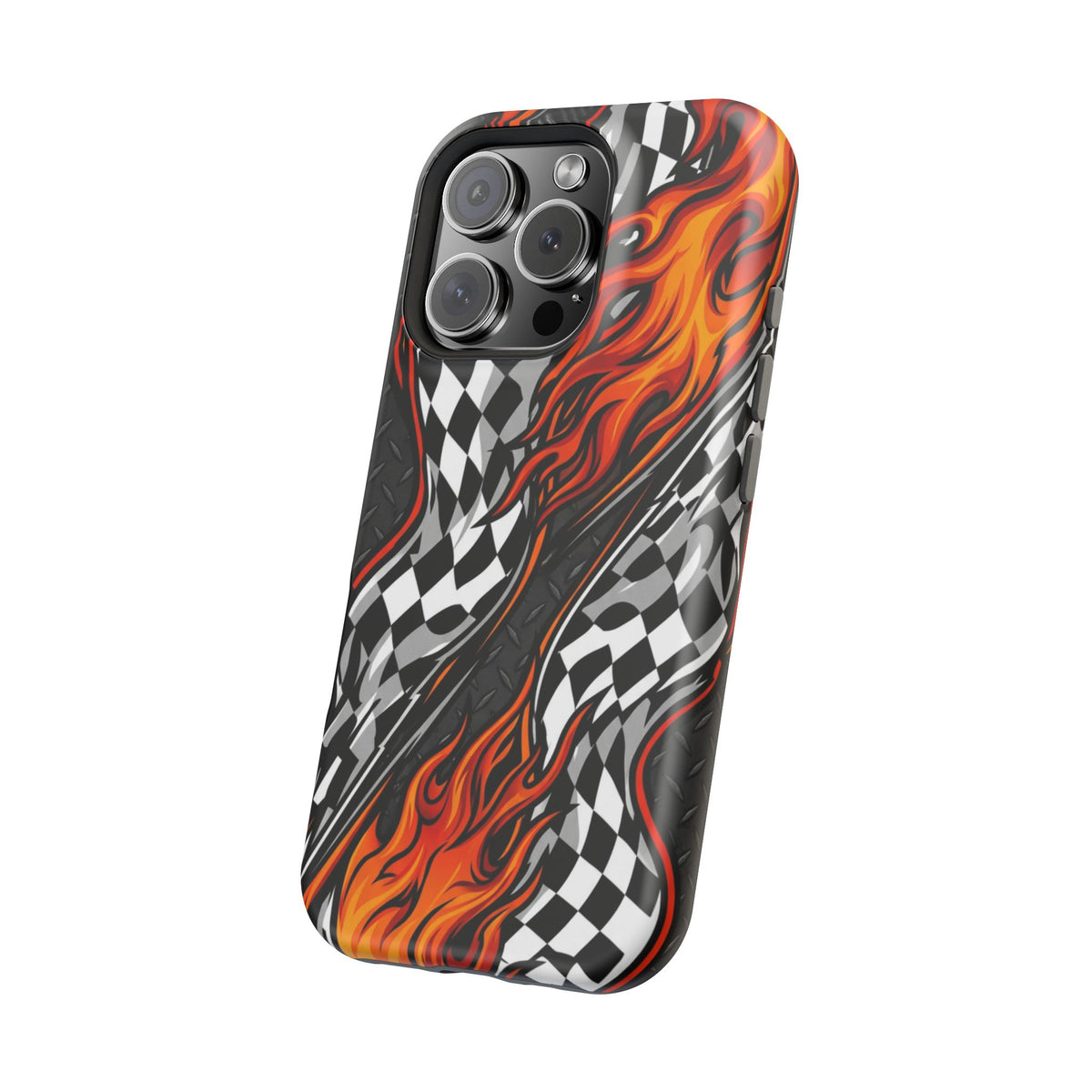 Racing Flames Checkered Flag Magnetic Phone Case