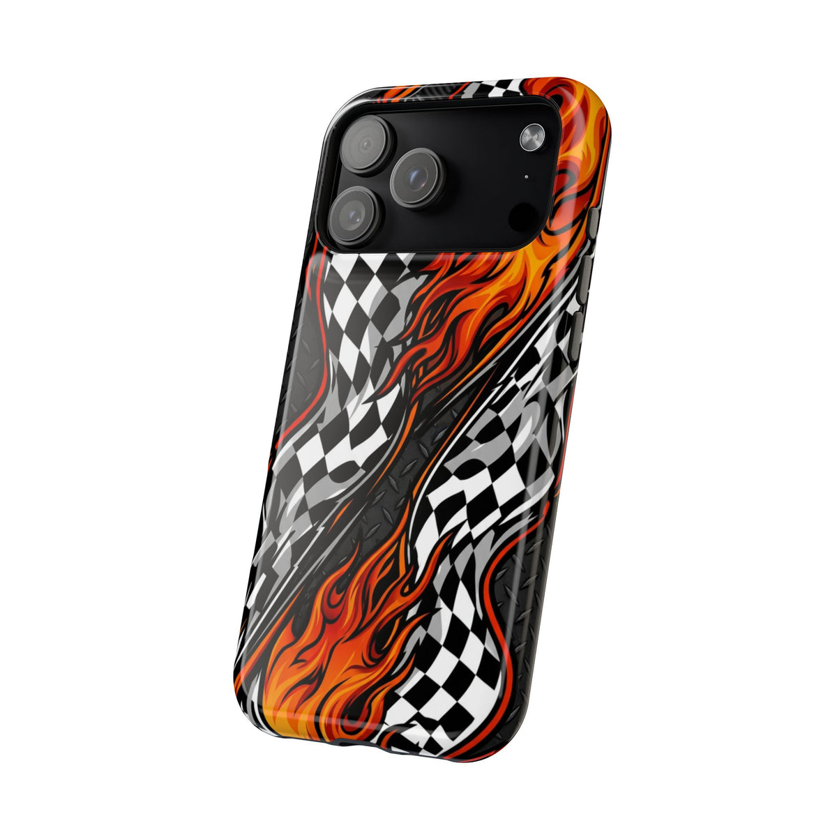 Racing Flames Checkered Flag Magnetic Phone Case