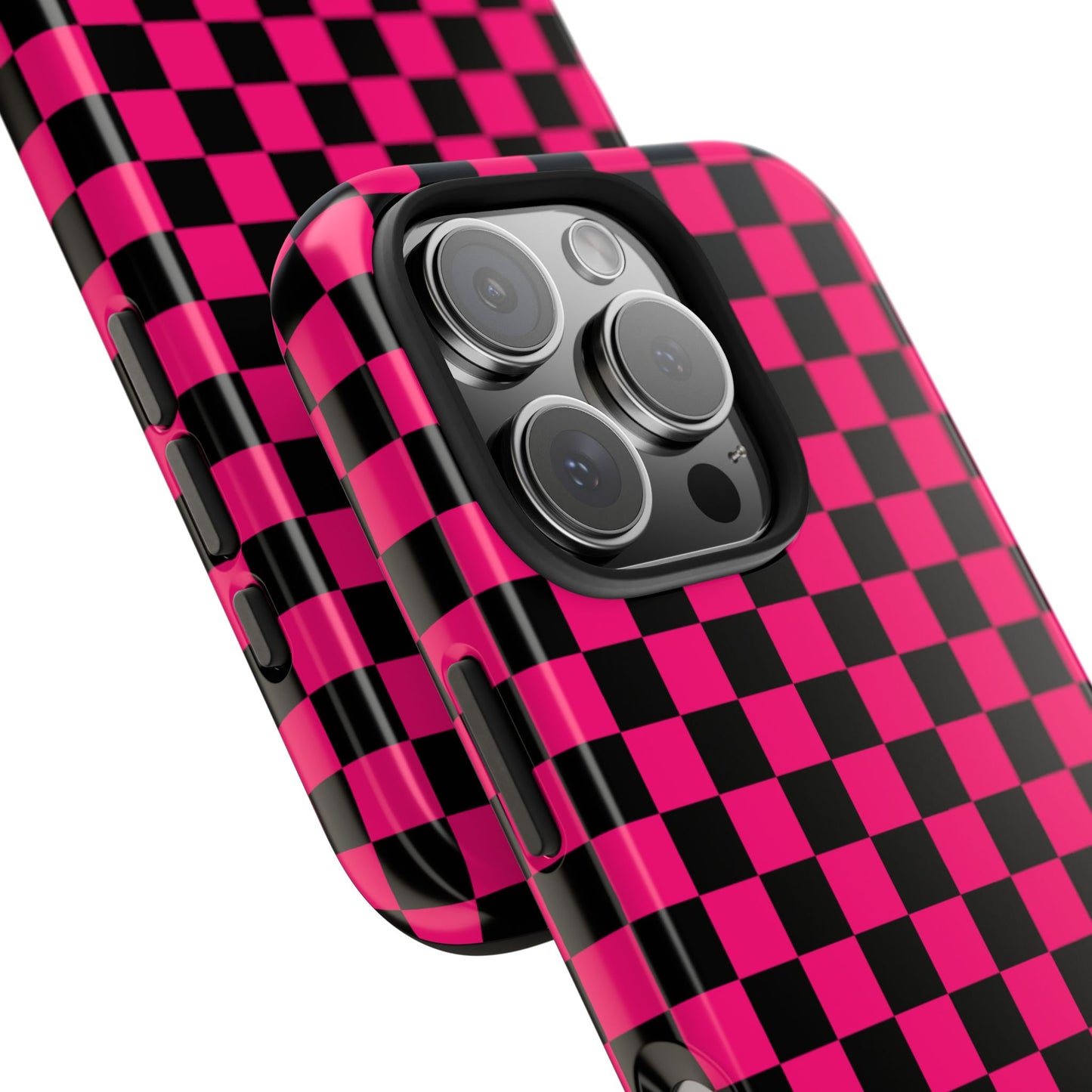Checker Flag Graphic Pink And Black Tough Phone Cases