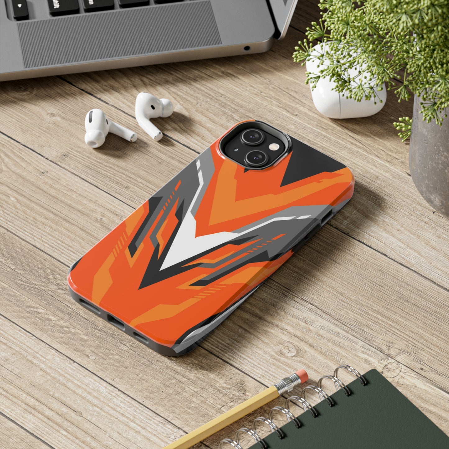 Orange / Black racing Graphic Tough Phone Cases