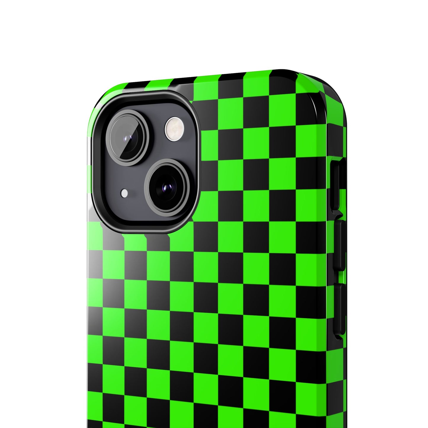 Green and Black Checkered Checkerboard Tough Phone Case