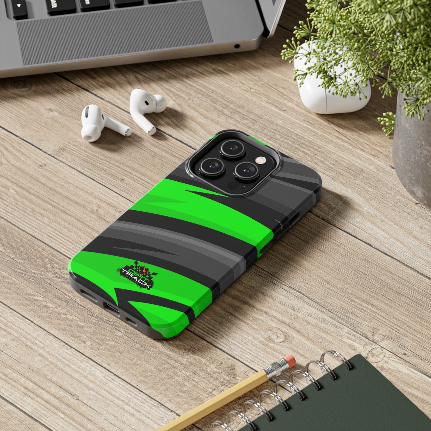 Racing Graphic Green/Black/Gray Tough Phone Cases