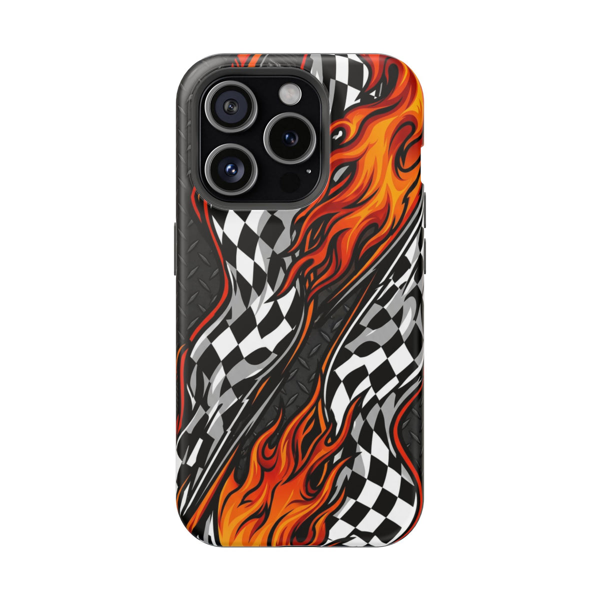 Racing Flames Checkered Flag Magnetic Phone Case