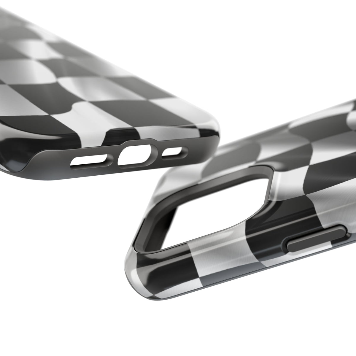 Black and White Checker Flag Waving Magnetic Phone Case