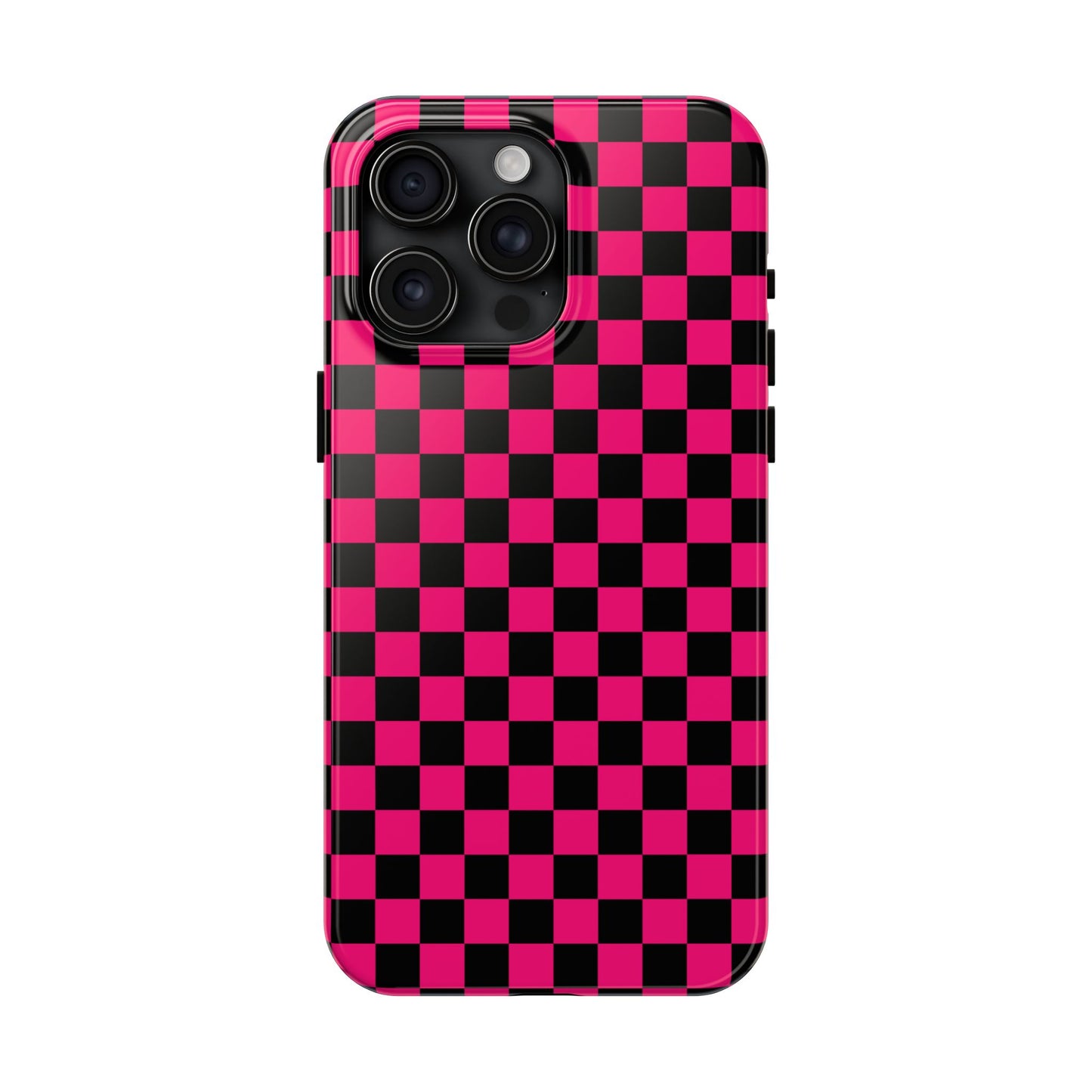 Checker Flag Graphic Pink And Black Tough Phone Cases