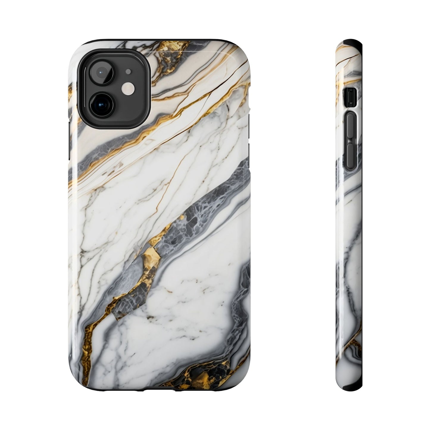 White Gold Marble Tough Phone Cases
