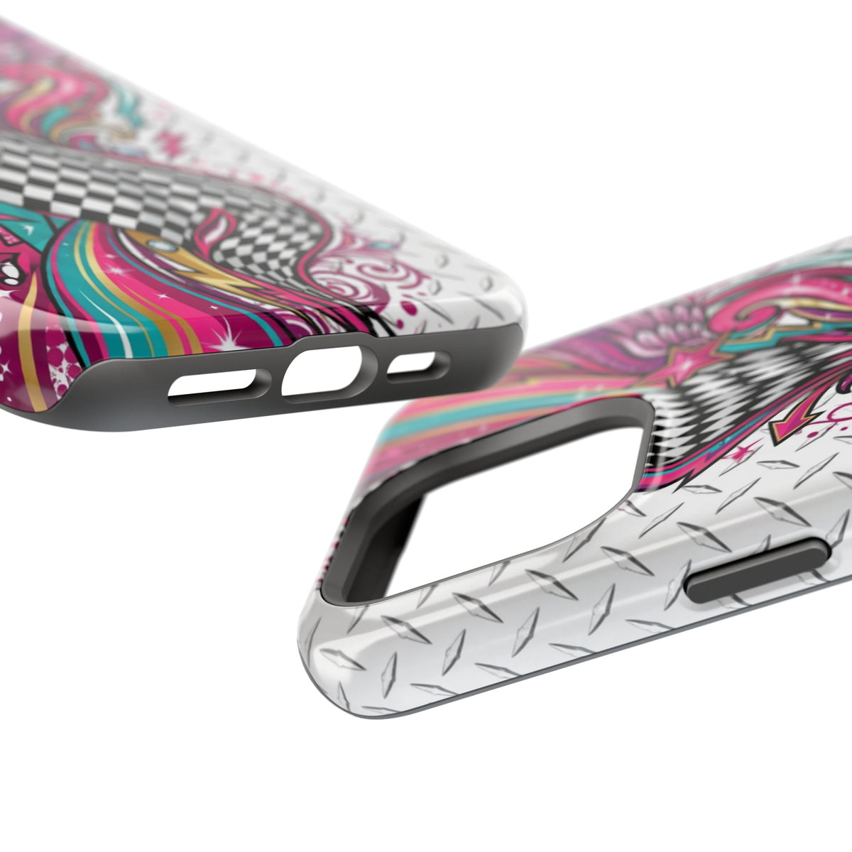 Magnetic Phone Case – Colorful Psychedelic Checkerboard Design