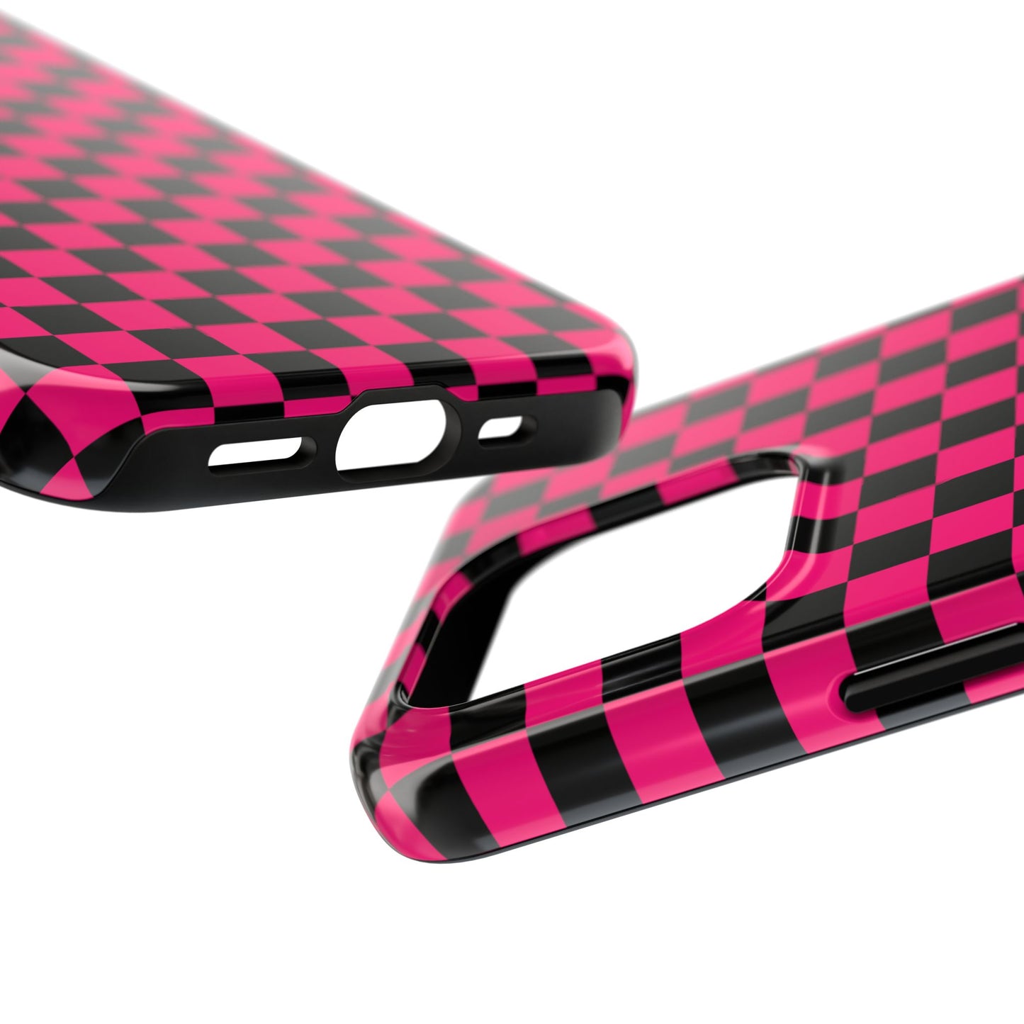 Checker Flag Graphic Pink And Black Tough Phone Cases