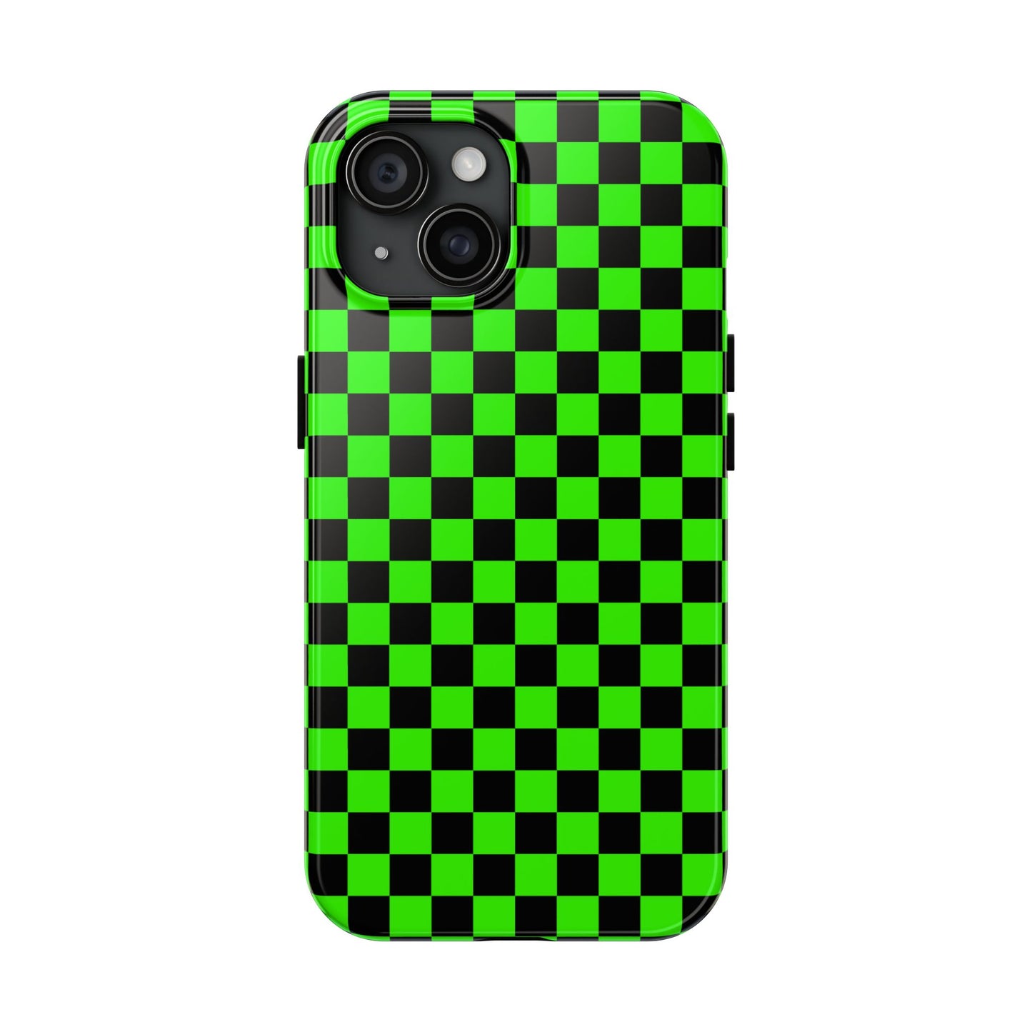 Green and Black Checkered Checkerboard Tough Phone Case