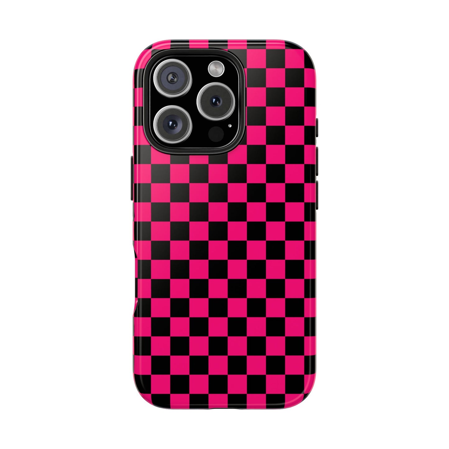 Checker Flag Graphic Pink And Black Tough Phone Cases