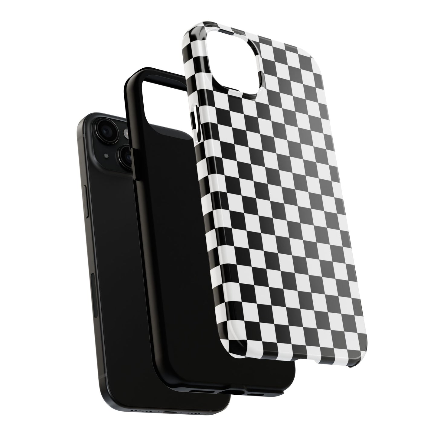 Checker Flag Tough Phone Case - Black and White Graphic Design
