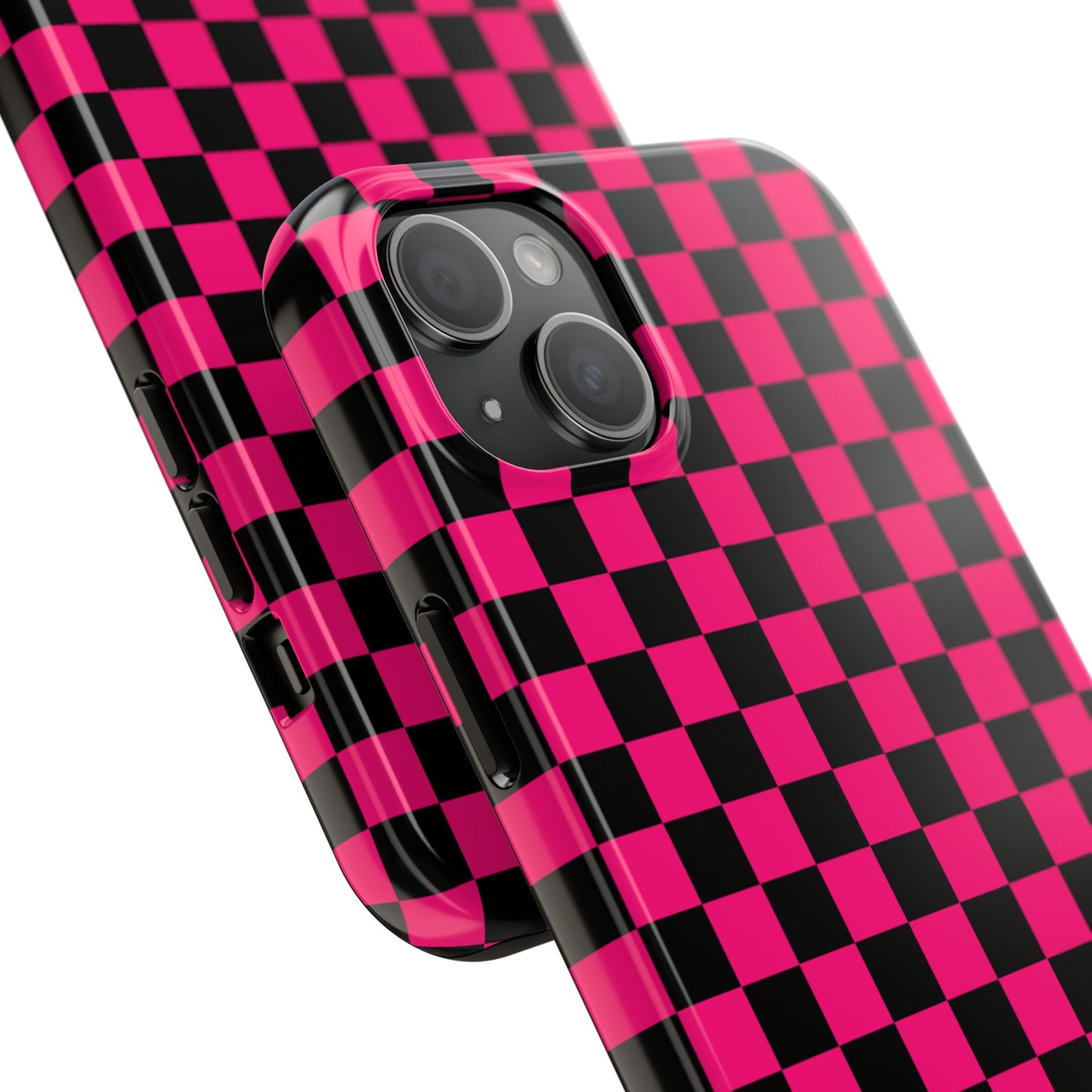 Checker Flag Graphic Pink And Black Tough Phone Cases