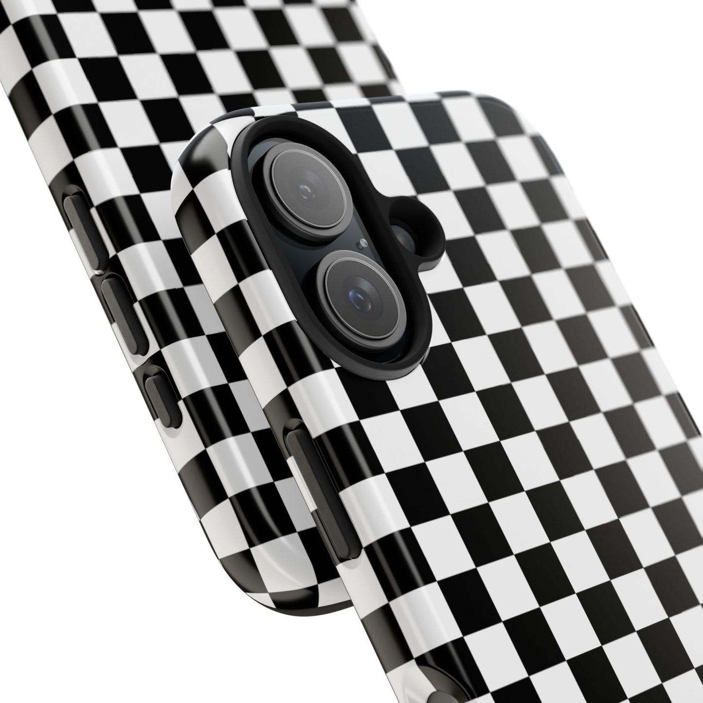 Checker Flag Tough Phone Case - Black and White Graphic Design