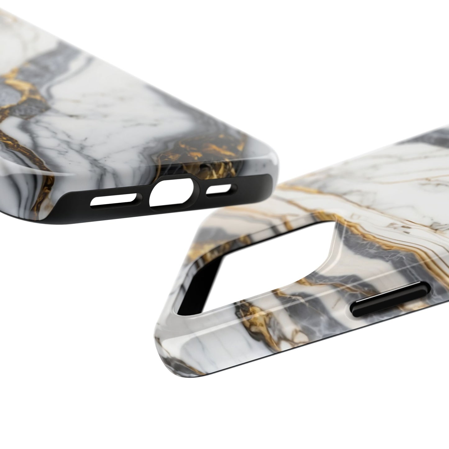 White Gold Marble Tough Phone Cases