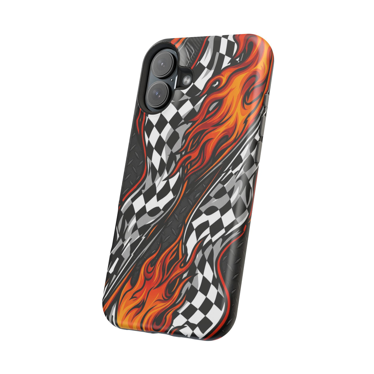 Racing Flames Checkered Flag Magnetic Phone Case