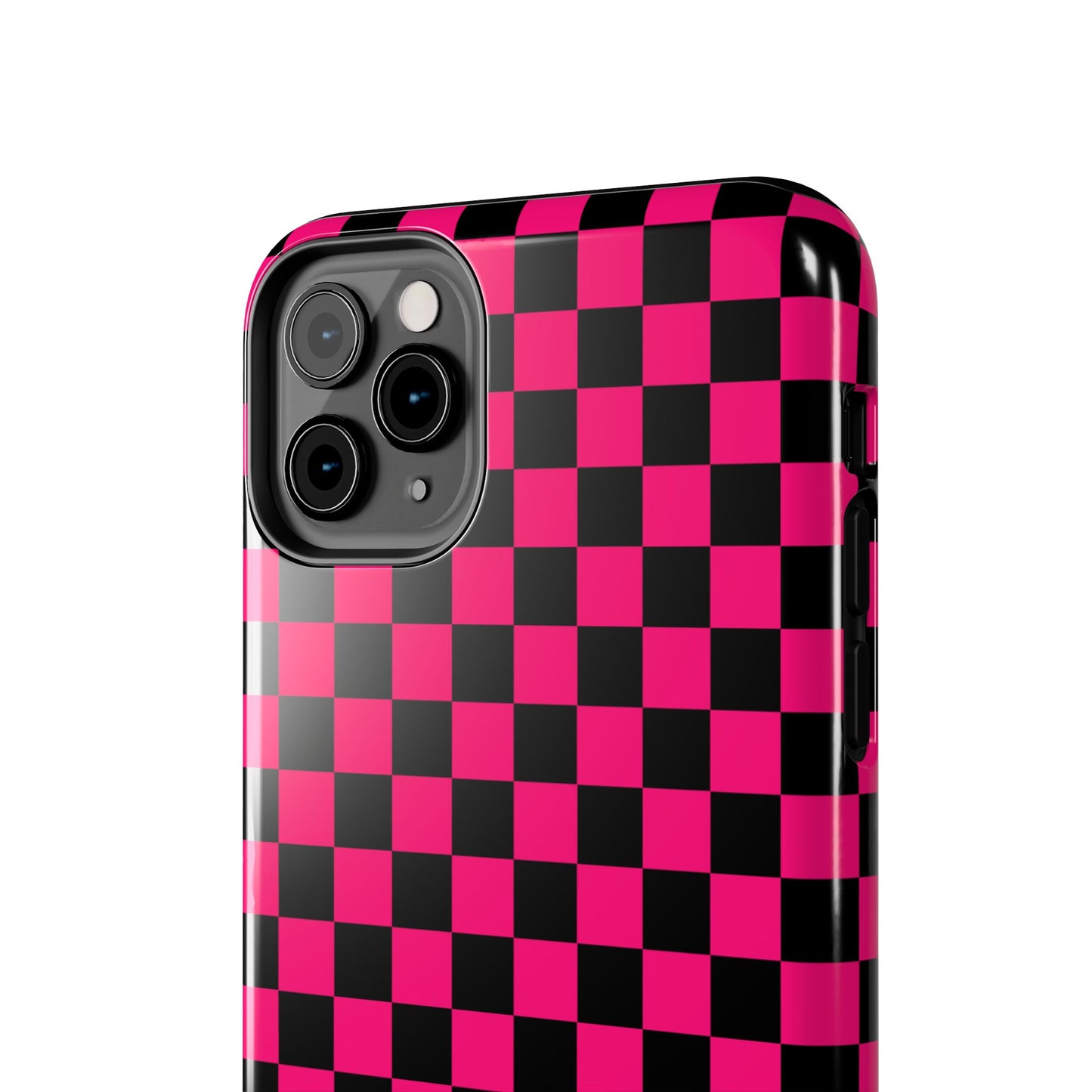 Checker Flag Graphic Pink And Black Tough Phone Cases