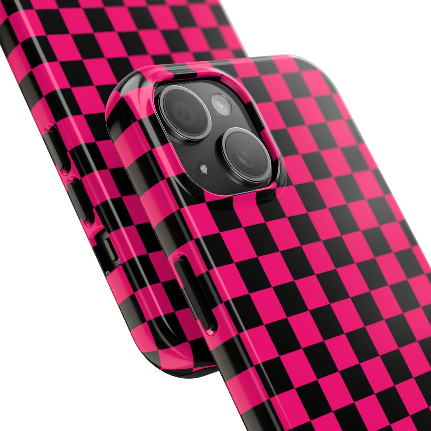 Checker Flag Graphic Pink And Black Tough Phone Cases