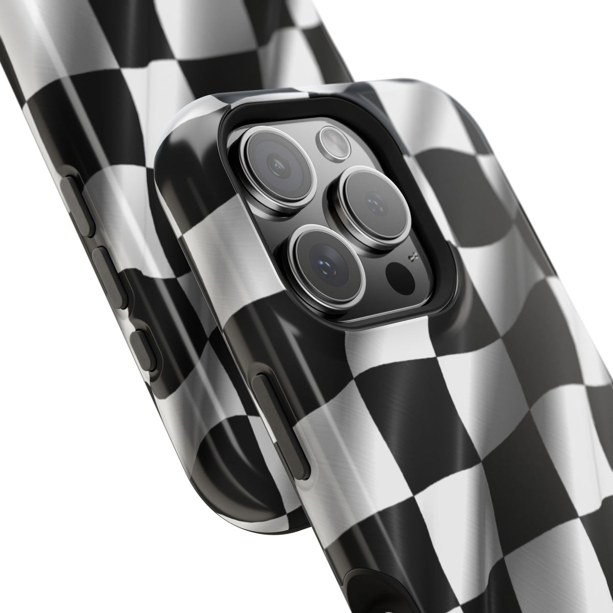 Black and White Checker Flag Waving Magnetic Phone Case