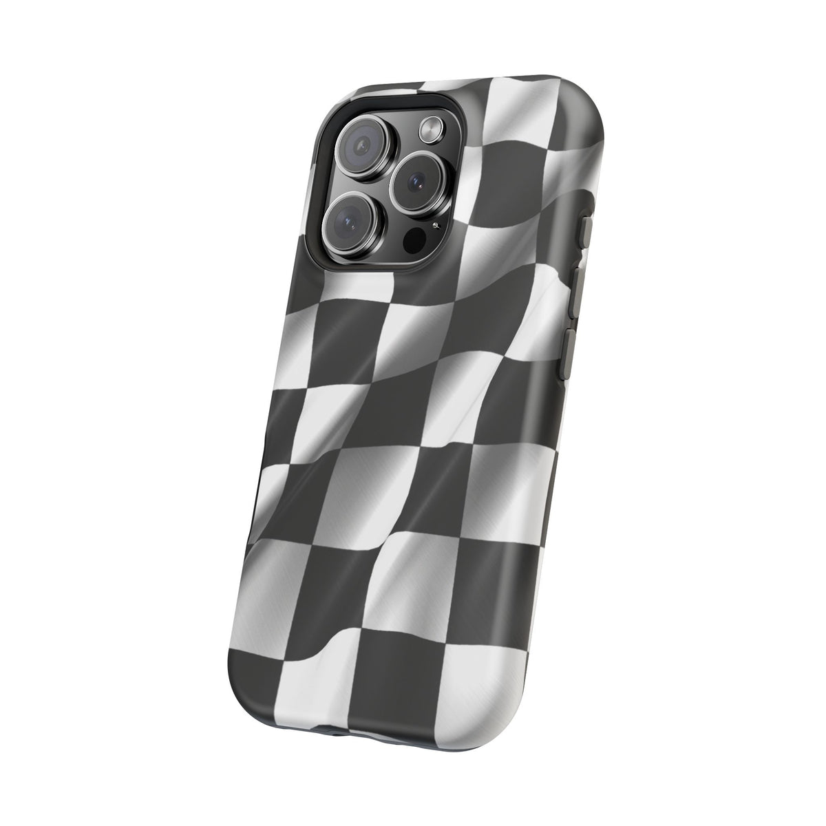 Black and White Checker Flag Waving Magnetic Phone Case