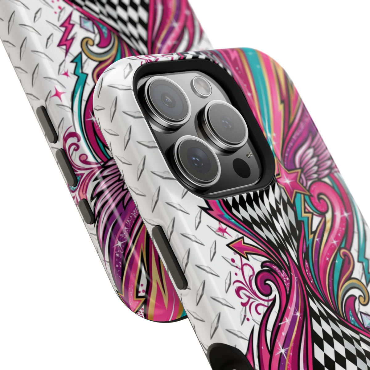 Magnetic Phone Case – Colorful Psychedelic Checkerboard Design