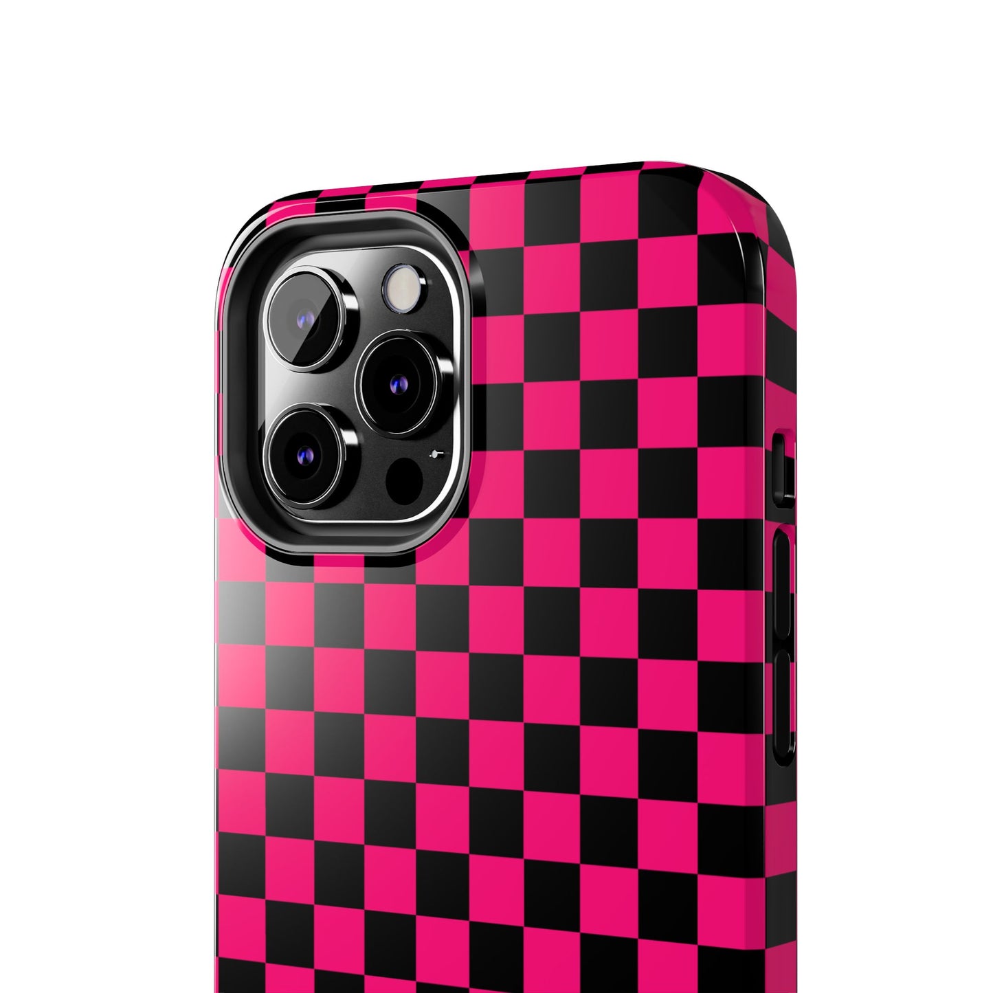 Checker Flag Graphic Pink And Black Tough Phone Cases