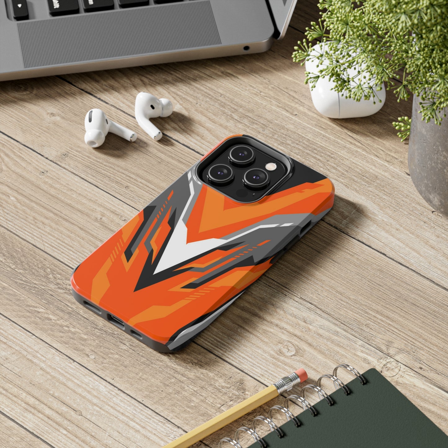 Orange / Black racing Graphic Tough Phone Cases