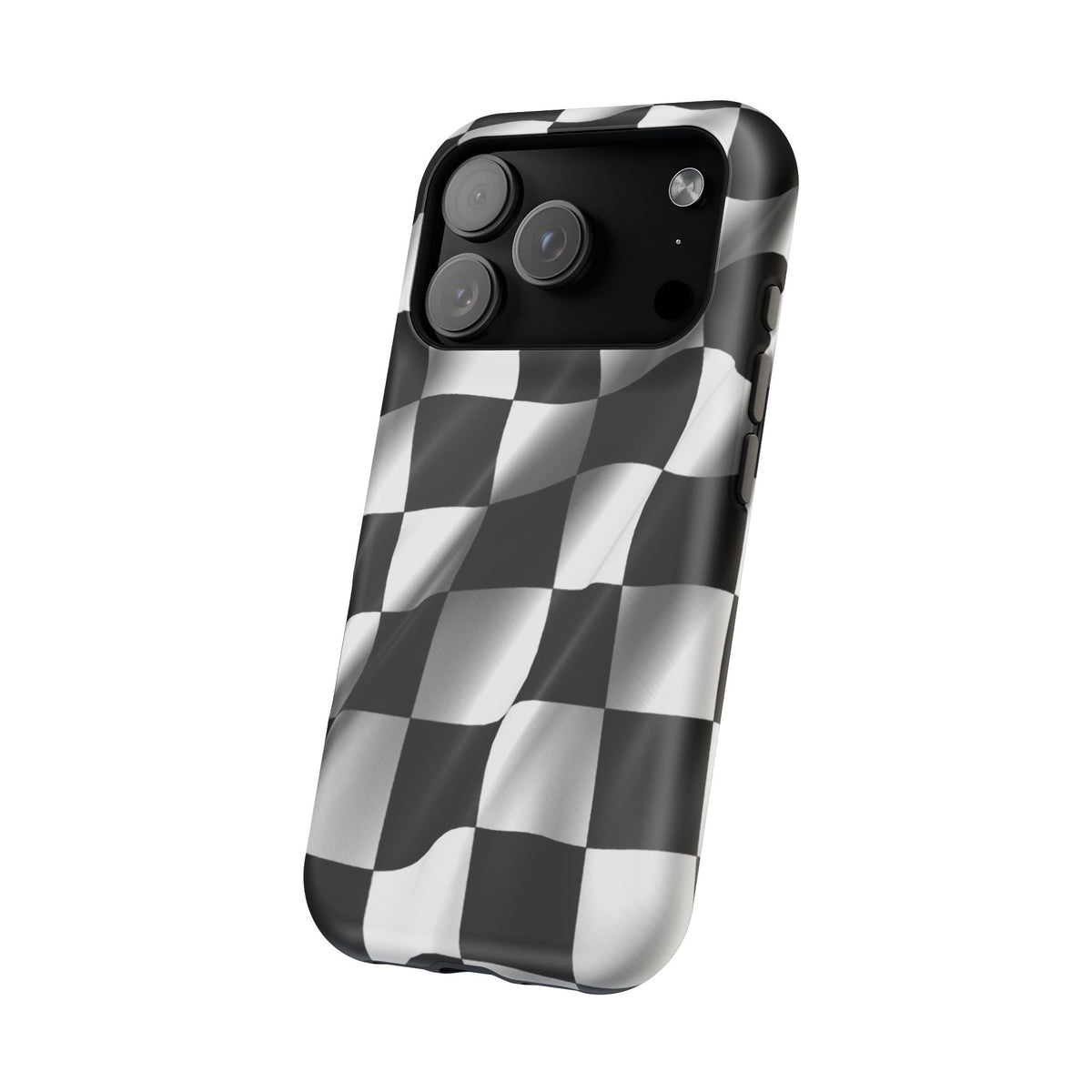 Black and White Checker Flag Waving Magnetic Phone Case