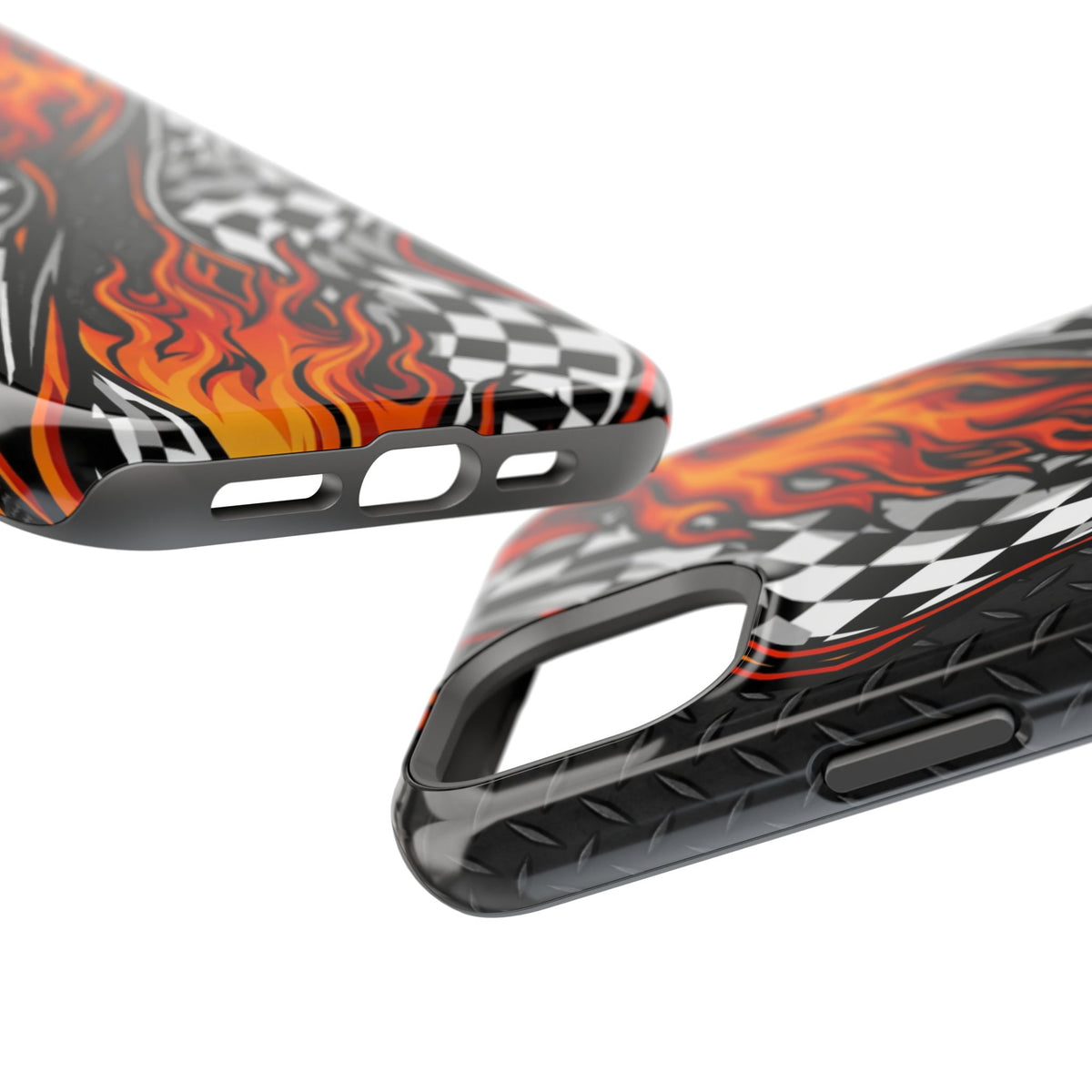Racing Flames Checkered Flag Magnetic Phone Case