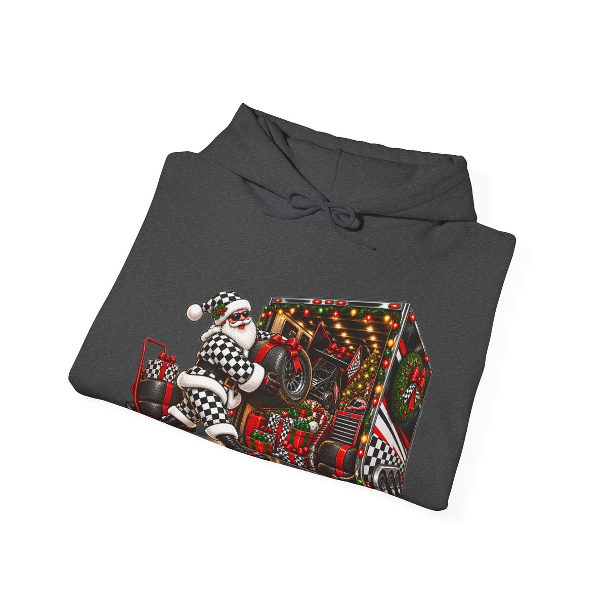 Racing Santa Racemas Call Hauler Christmas Hoodie