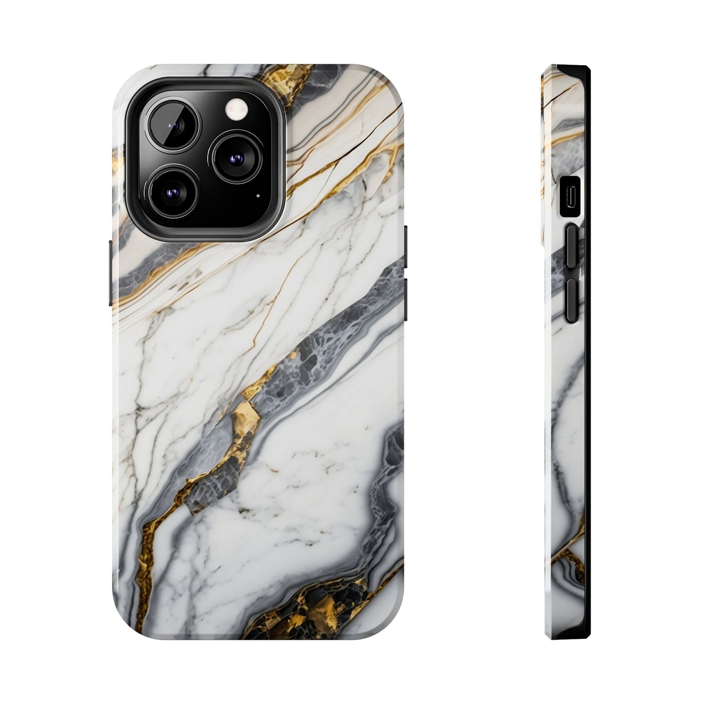 White Gold Marble Tough Phone Cases