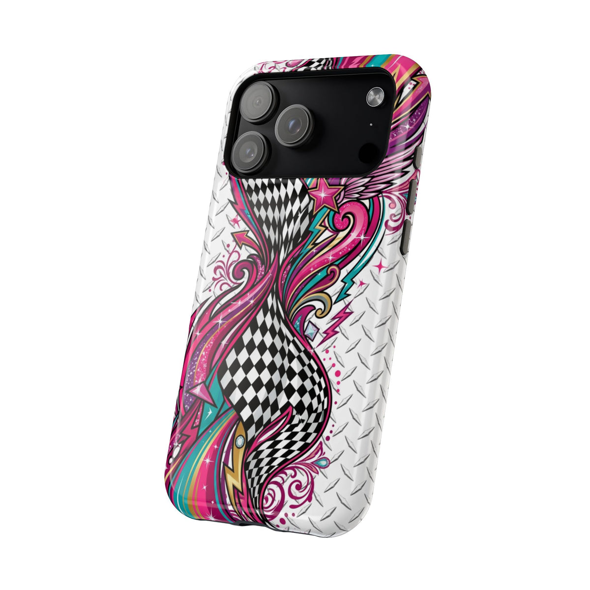 Magnetic Phone Case – Colorful Psychedelic Checkerboard Design