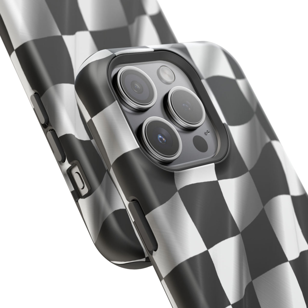 Black and White Checker Flag Waving Magnetic Phone Case
