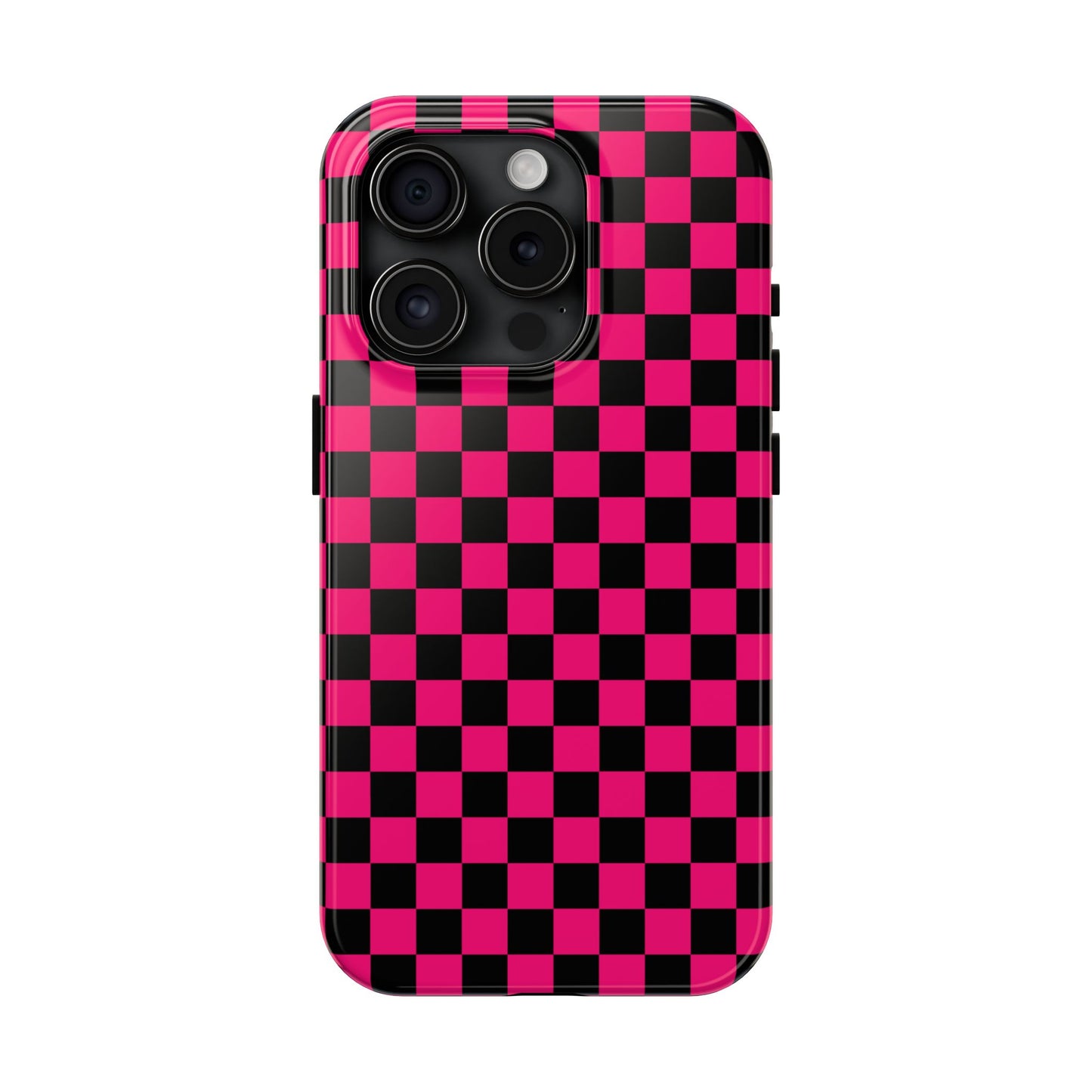 Checker Flag Graphic Pink And Black Tough Phone Cases
