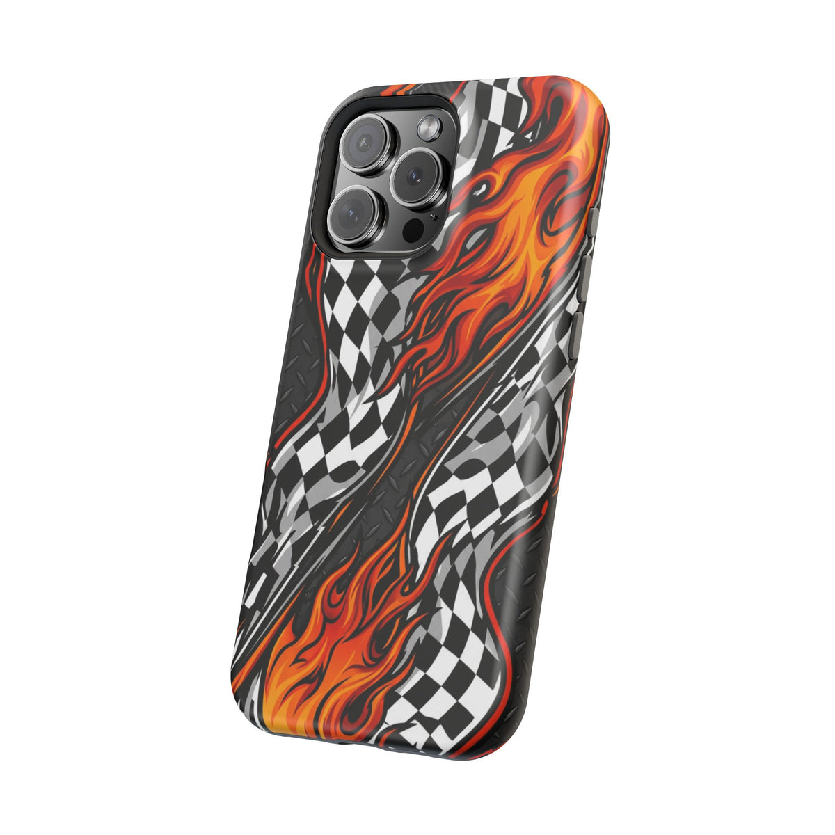 Racing Flames Checkered Flag Magnetic Phone Case